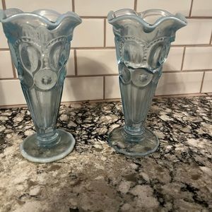 LE Smith Moon and Star Vase Light Blue Trumpet Flair. Price is for one vase.